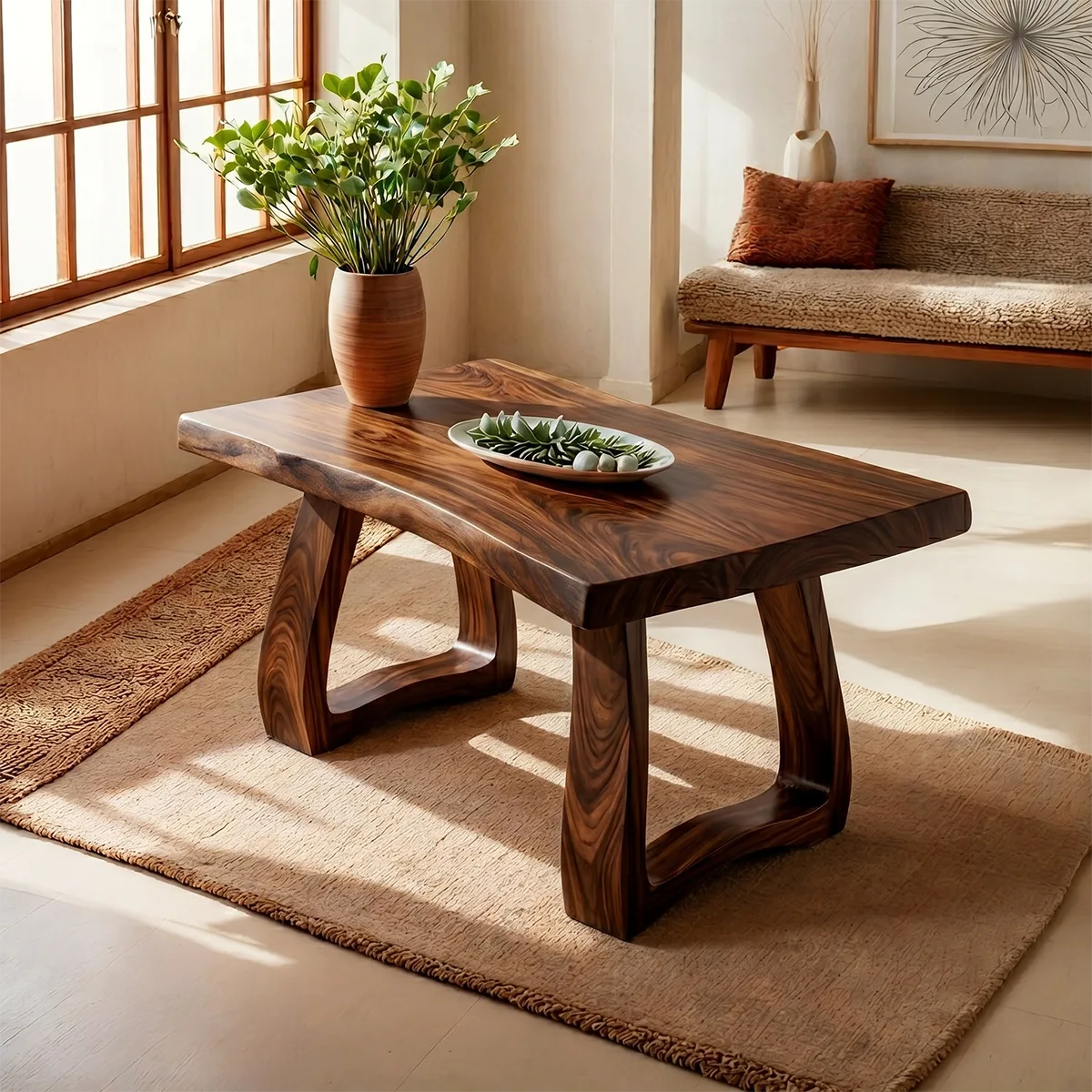 Handcrafted Solid Wood Coffee Table – Rustic Modern Living Room Center Table