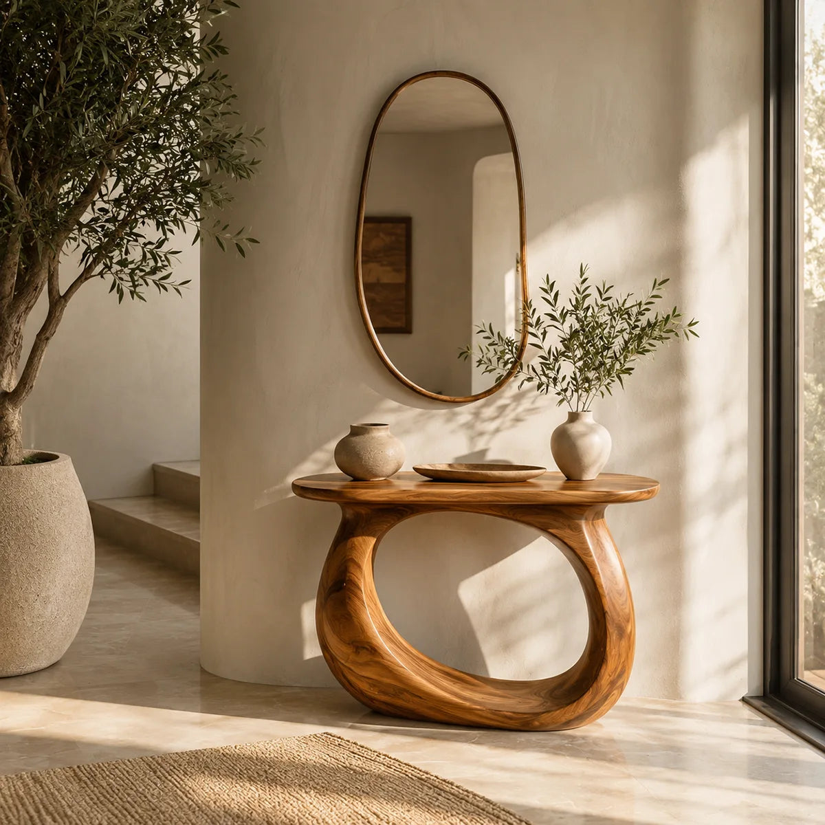 Modern Organic Console Table – Sculptural Contemporary Entryway Table TT006-1662