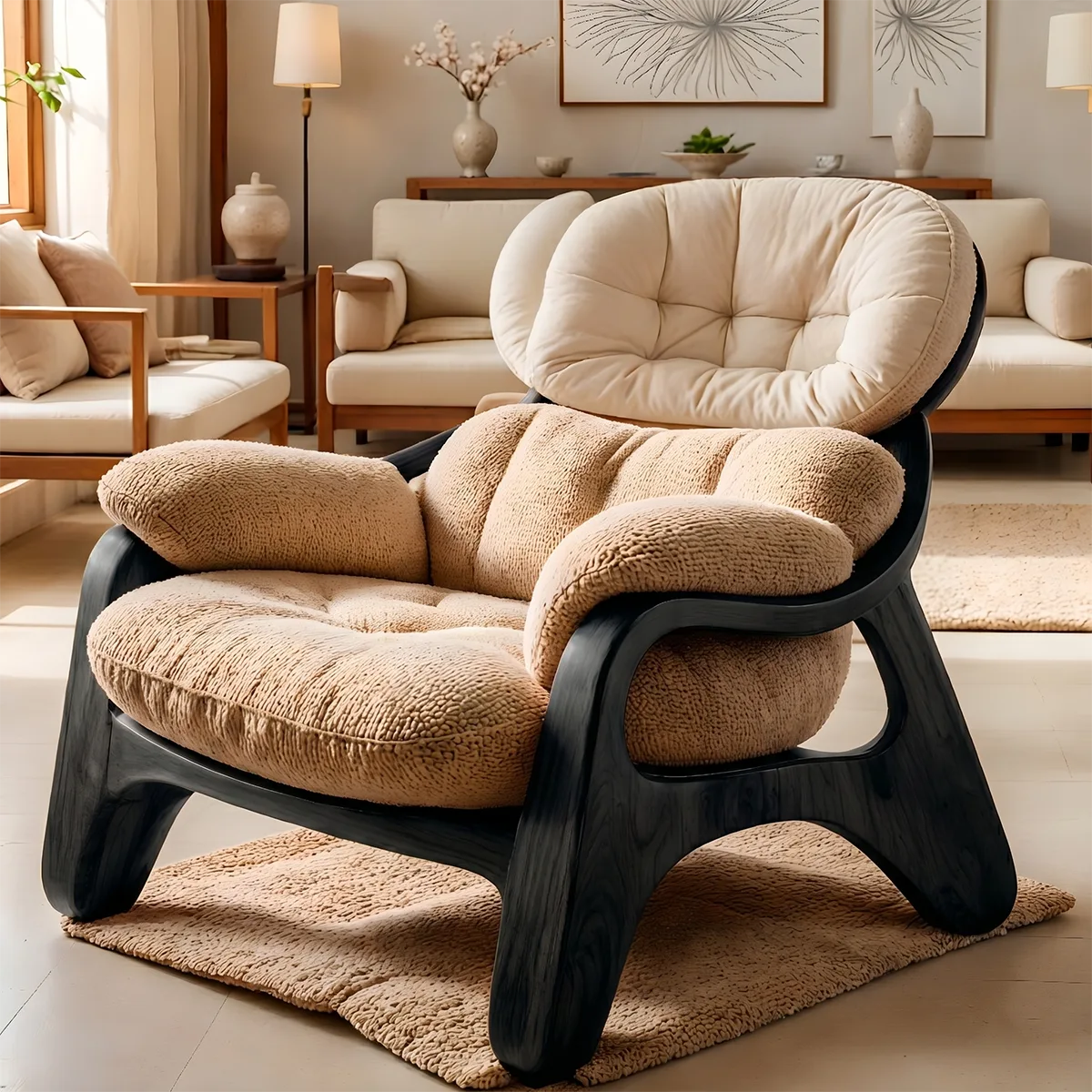 Oversized Lounge Chair, Plush Accent Chair, Solid Wood Frame Armchair TT006-7459