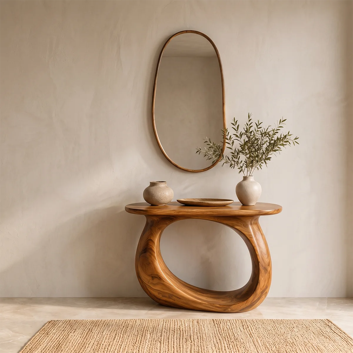 Modern Organic Console Table – Sculptural Contemporary Entryway Table TT006-1662