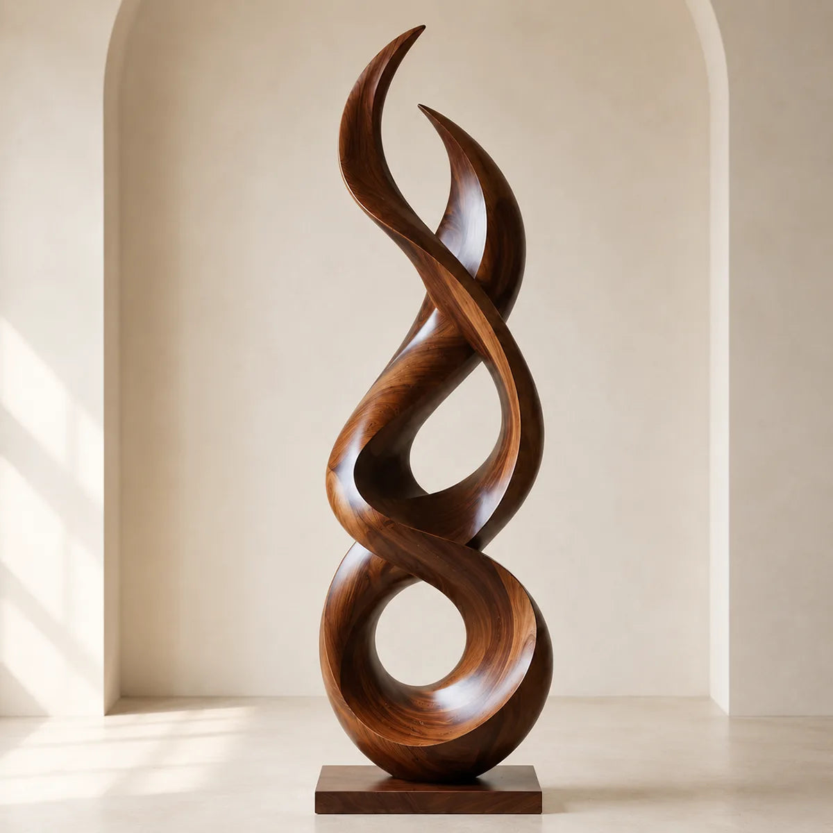 Handcrafted Solid Wood Infinity Floor Sculpture – Modern Organic Living Room Decor TT006-3990