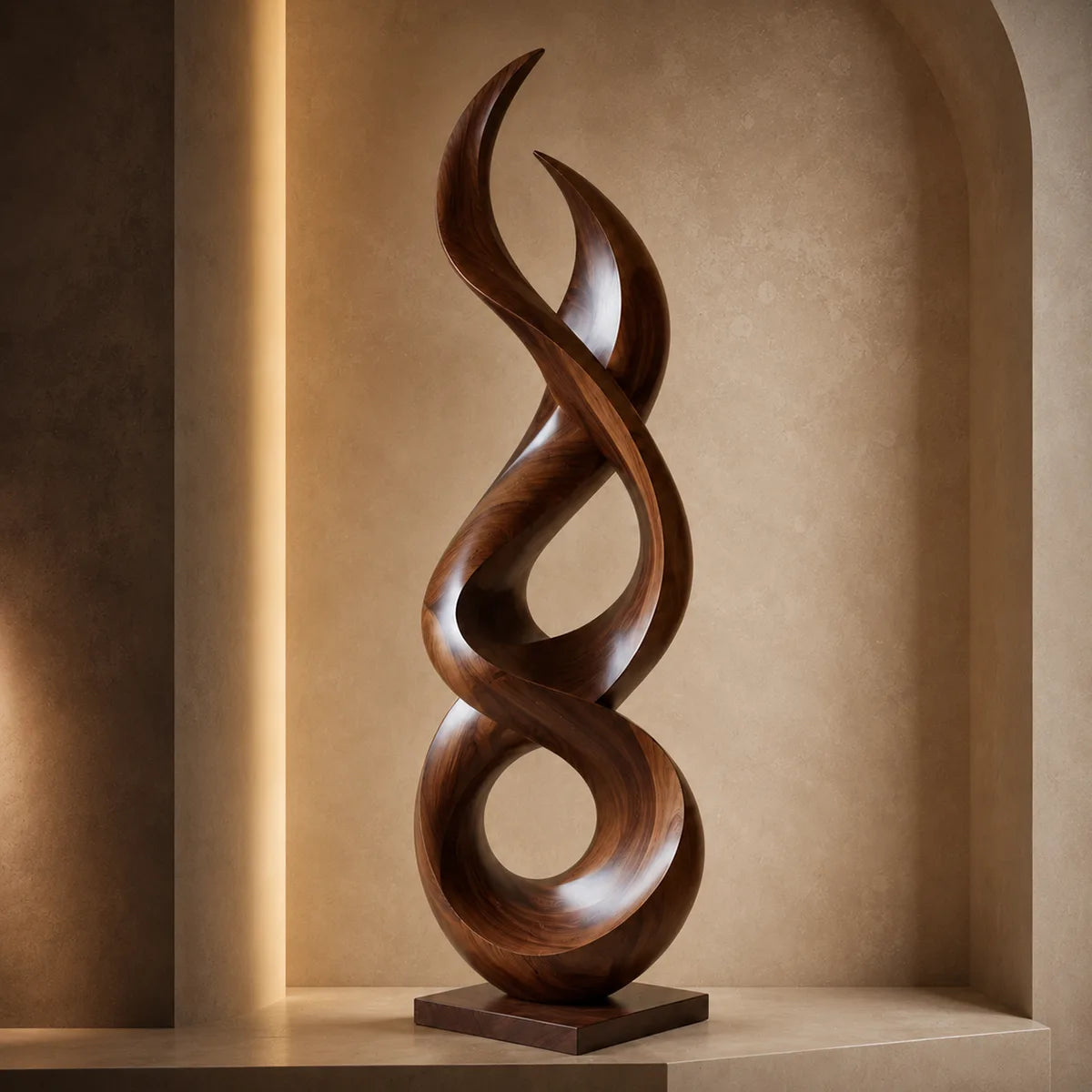 Handcrafted Solid Wood Infinity Floor Sculpture – Modern Organic Living Room Decor TT006-3990