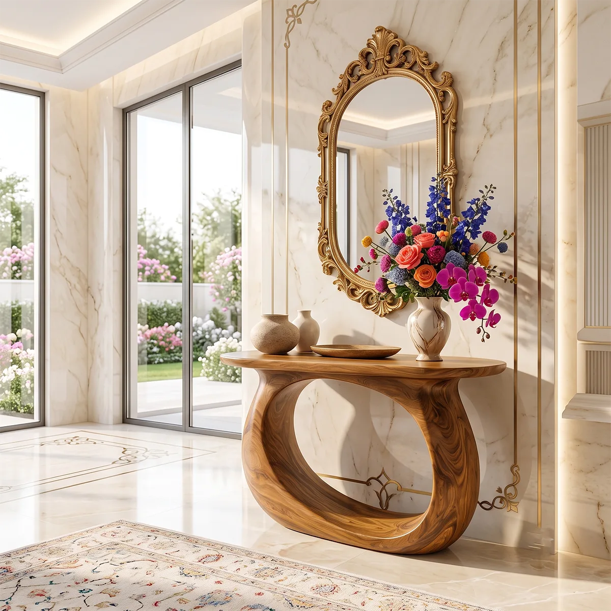 Modern Organic Console Table – Sculptural Contemporary Entryway Table TT006-1662