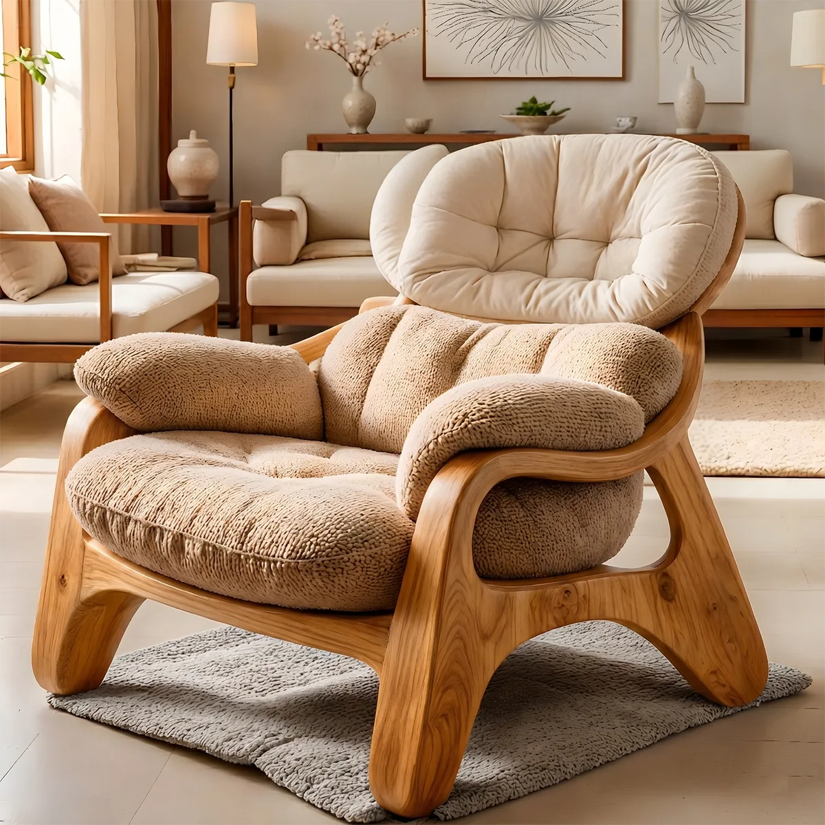 Oversized Lounge Chair, Plush Accent Chair, Solid Wood Frame Armchair TT006-7459