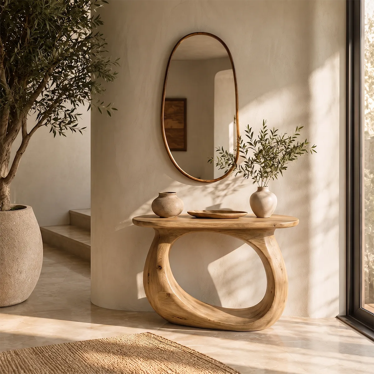 Modern Organic Console Table – Sculptural Contemporary Entryway Table TT006-1662