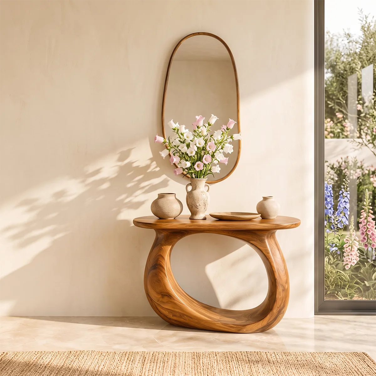 Modern Organic Console Table – Sculptural Contemporary Entryway Table TT006-1662