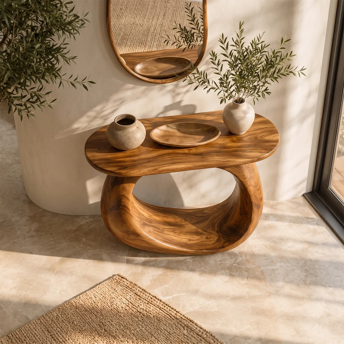 Modern Organic Console Table – Sculptural Contemporary Entryway Table TT006-1662