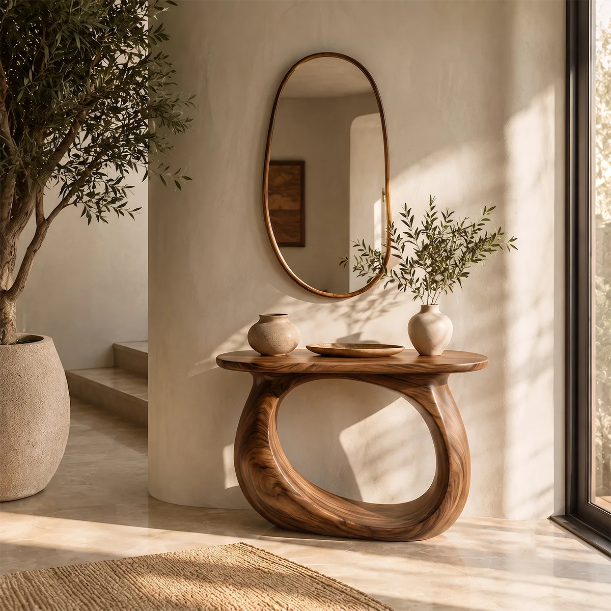 Modern Organic Console Table – Sculptural Contemporary Entryway Table TT006-1662