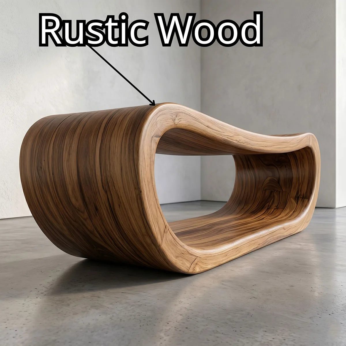 Handcrafted Solid Wood Outdoor Bench Organic Loop Sculptural Garden Bench