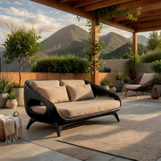 Luxury Organic Modern Outdoor Solid Wood Sofa with Sculptural Curves