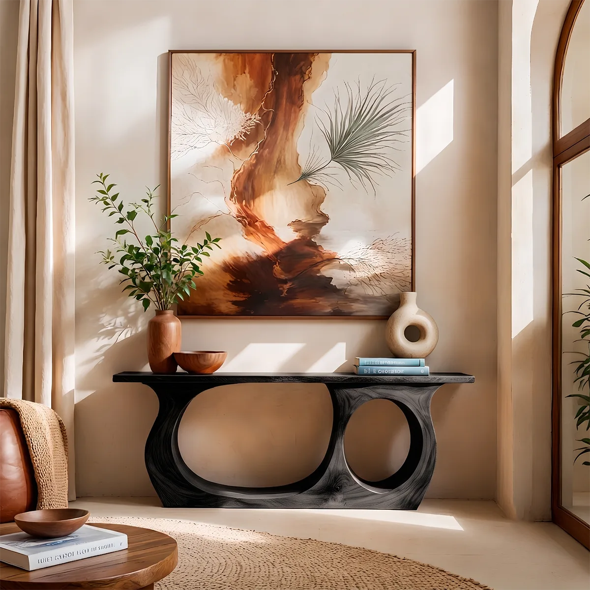 Modern Sculptural Console Table – Organic Contemporary Entryway Table TT006-6800