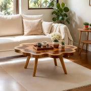 Handcrafted Modern Live Edge Wood Coffee Table with Natural Silhouette