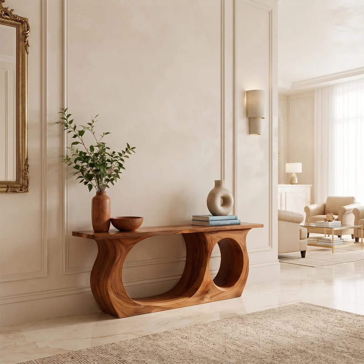 Modern Sculptural Console Table – Organic Contemporary Entryway Table TT006-6800
