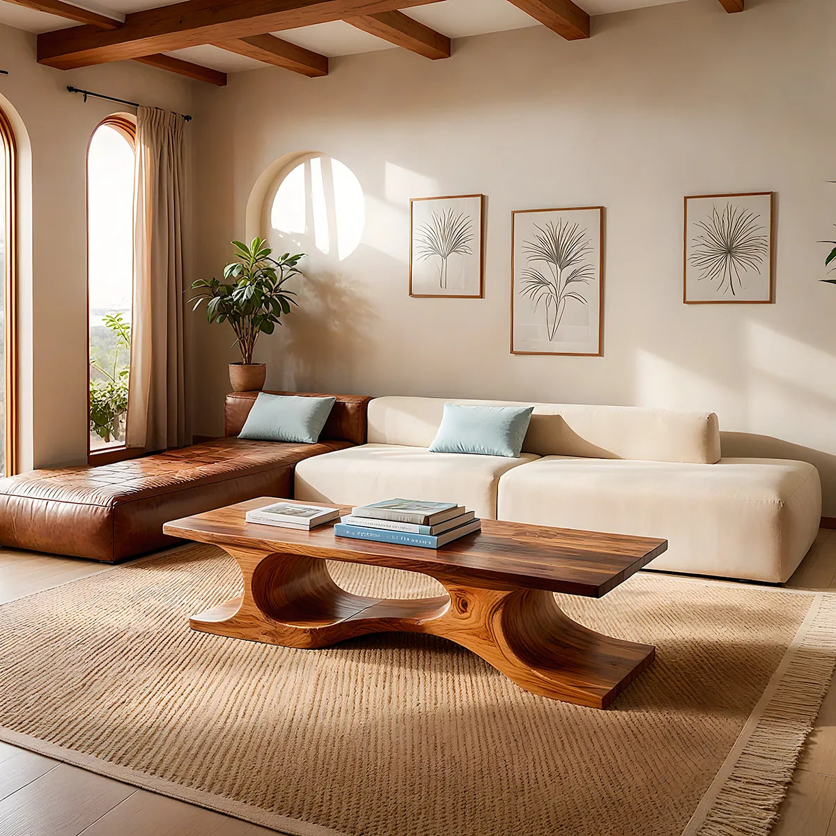 Sculptural Solid Wood Coffee Table – Handcrafted Modern Organic Center Table