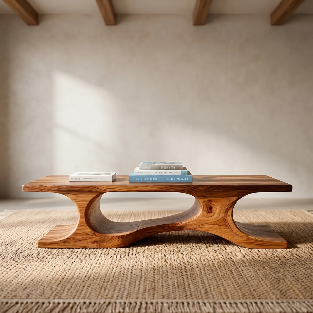 Sculptural Solid Wood Coffee Table – Handcrafted Modern Organic Center Table