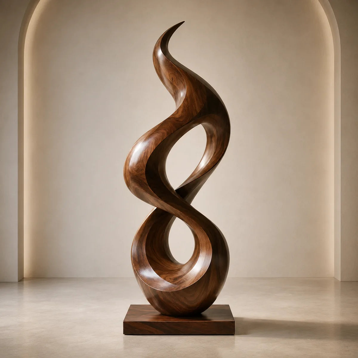 Handcrafted Solid Wood Infinity Twist Sculpture – Modern Organic Floor Art TT006-8238