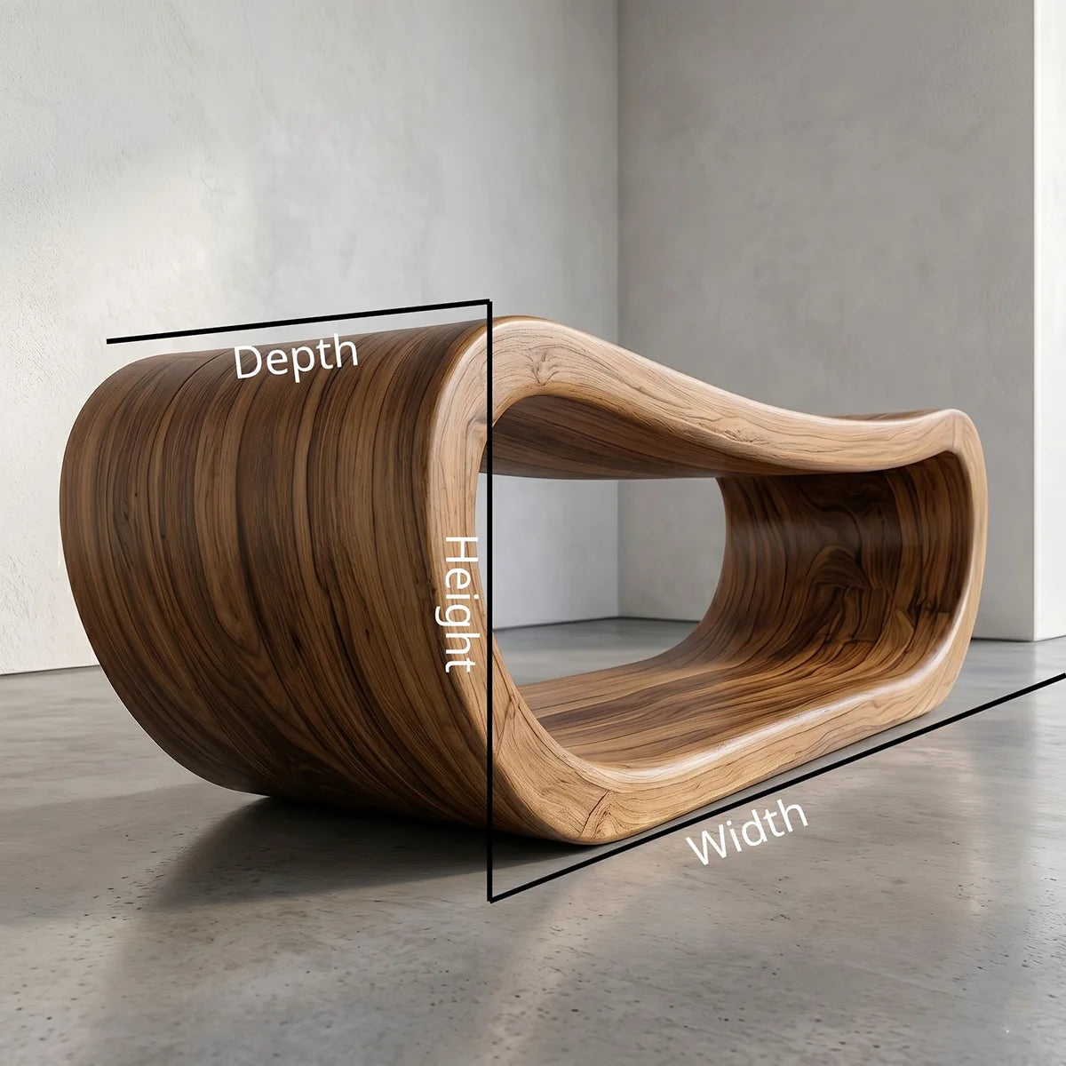 Handcrafted Solid Wood Outdoor Bench Organic Loop Sculptural Garden Bench