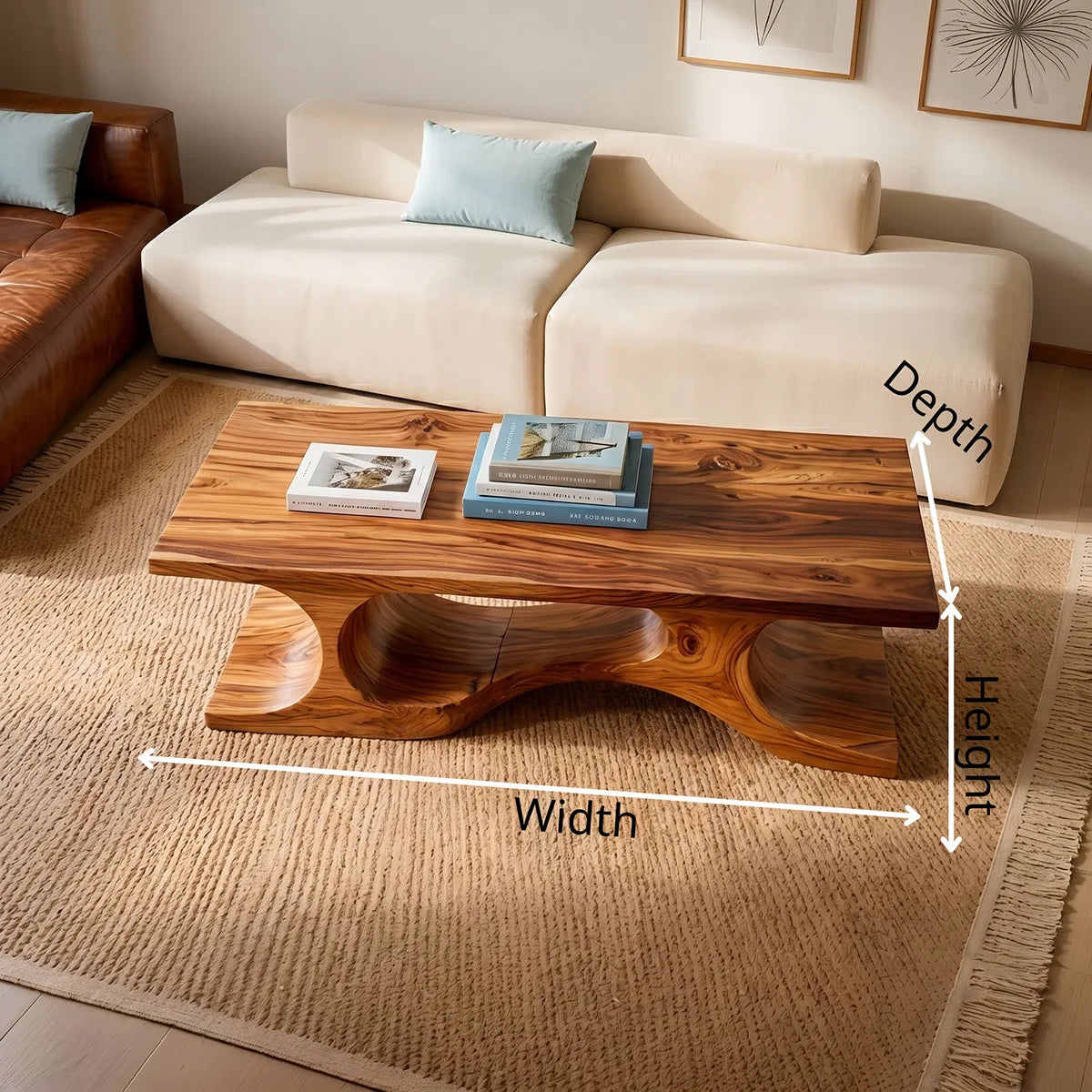 Sculptural Solid Wood Coffee Table – Handcrafted Modern Organic Center Table