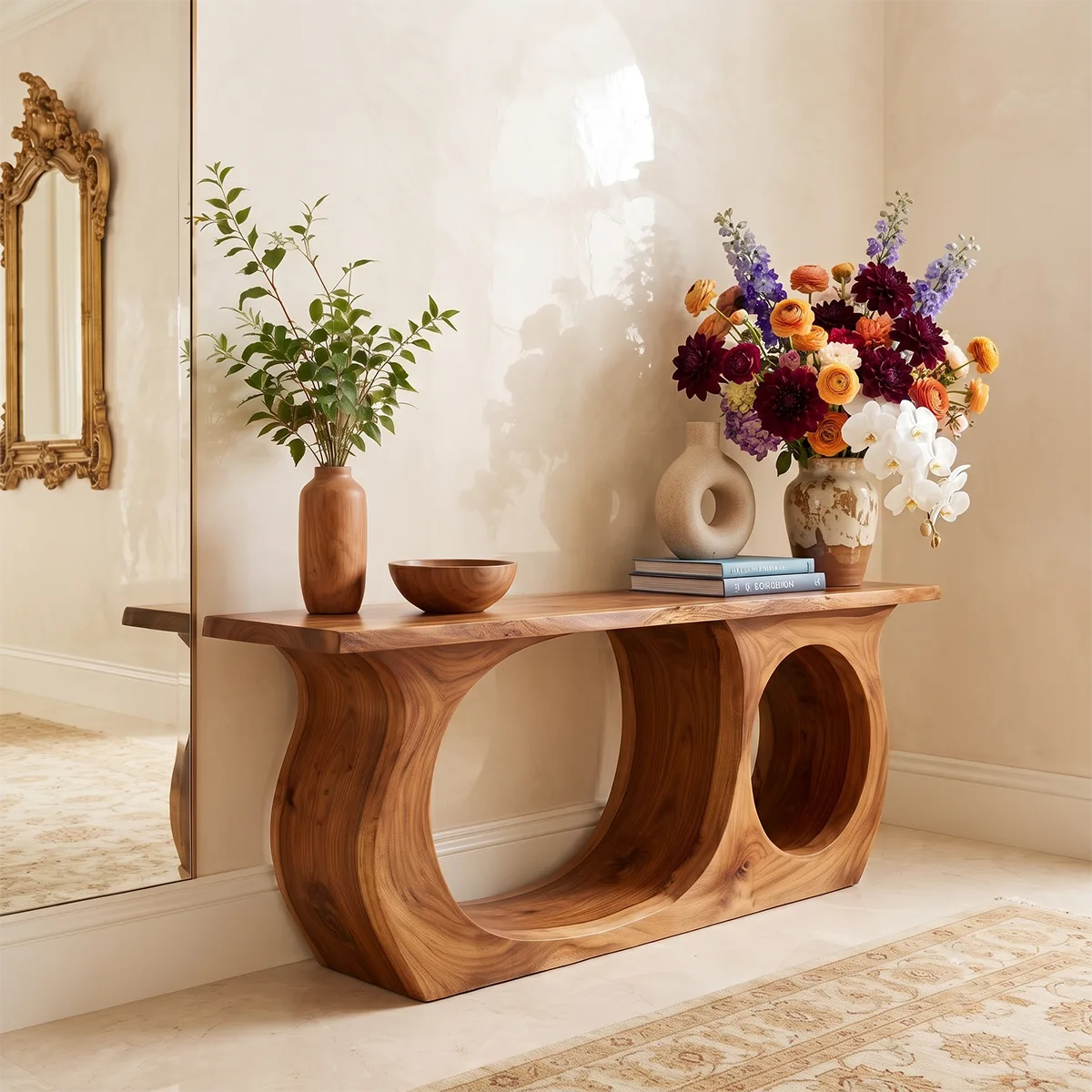 Modern Sculptural Console Table – Organic Contemporary Entryway Table TT006-6800