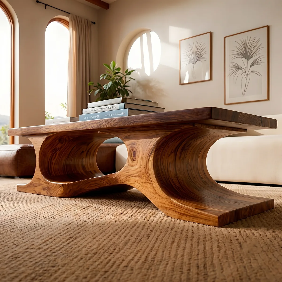 Sculptural Solid Wood Coffee Table – Handcrafted Modern Organic Center Table