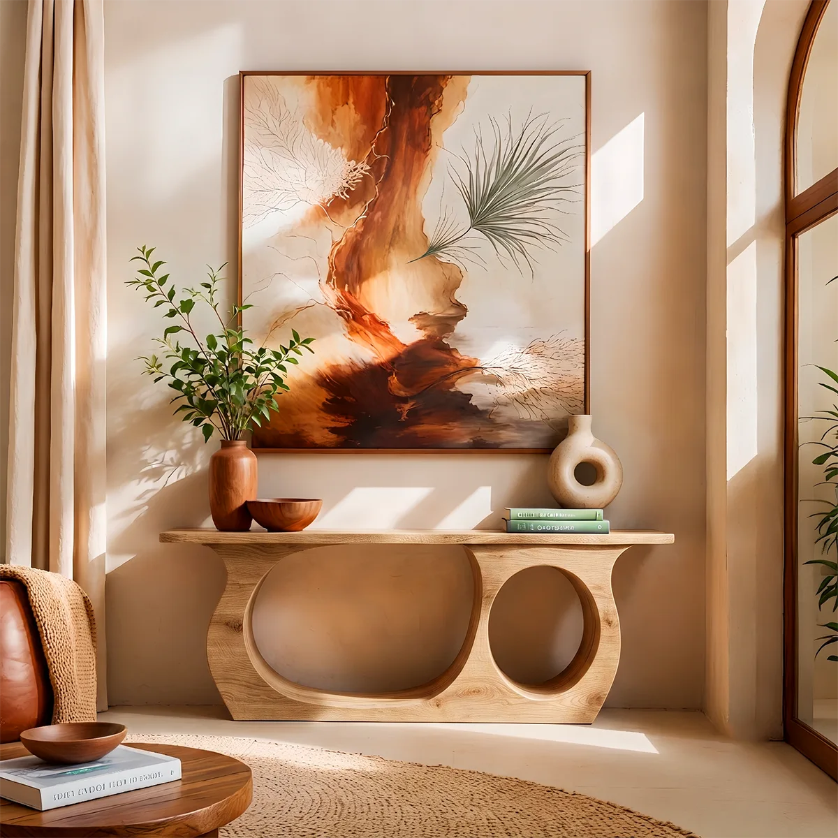 Modern Sculptural Console Table – Organic Contemporary Entryway Table TT006-6800