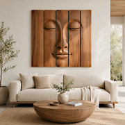 Zen Buddha Wooden Wall Art | Large 5 Panel Carved Wood Wall Sculpture TT006-4963