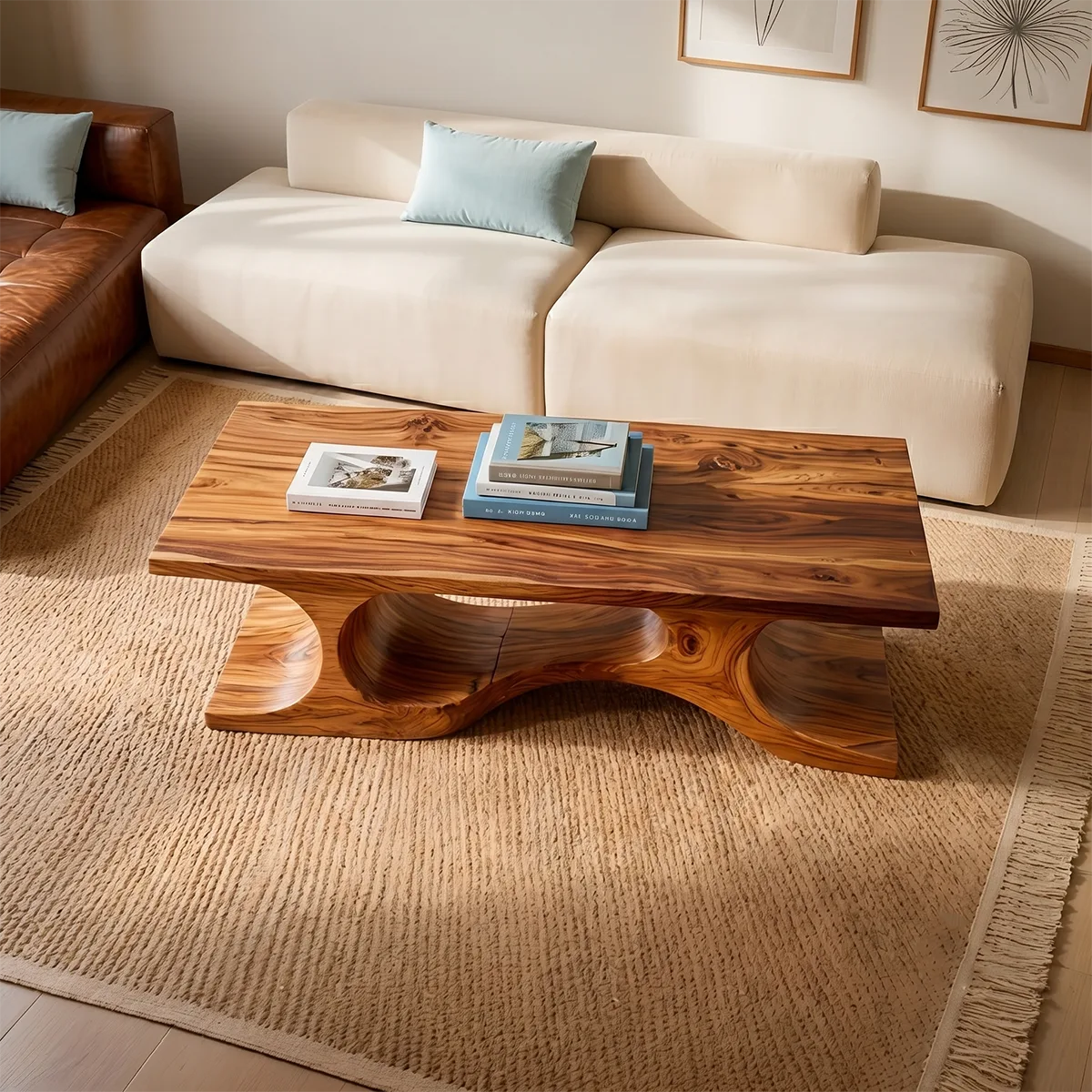 Sculptural Solid Wood Coffee Table – Handcrafted Modern Organic Center Table