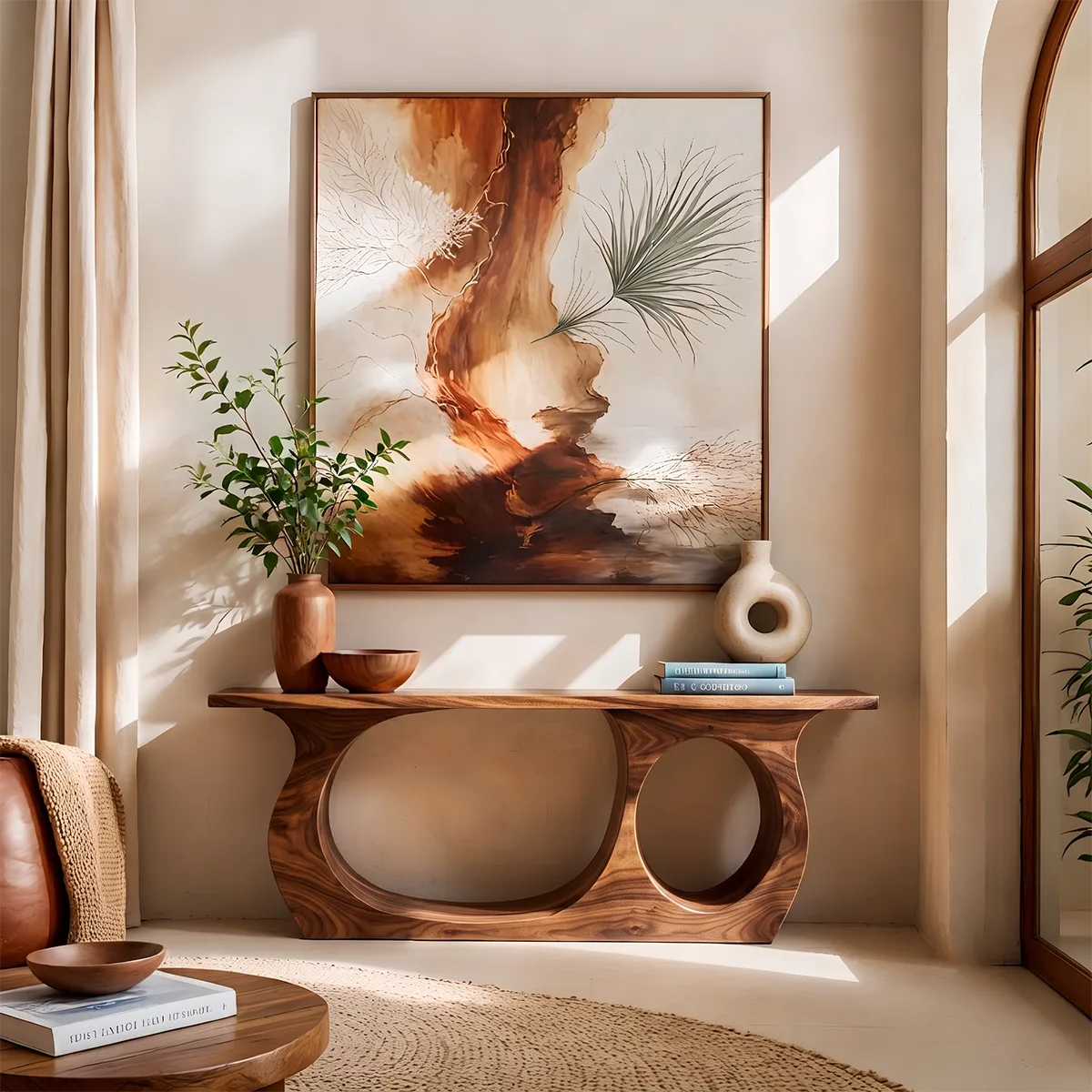 Modern Sculptural Console Table – Organic Contemporary Entryway Table TT006-6800