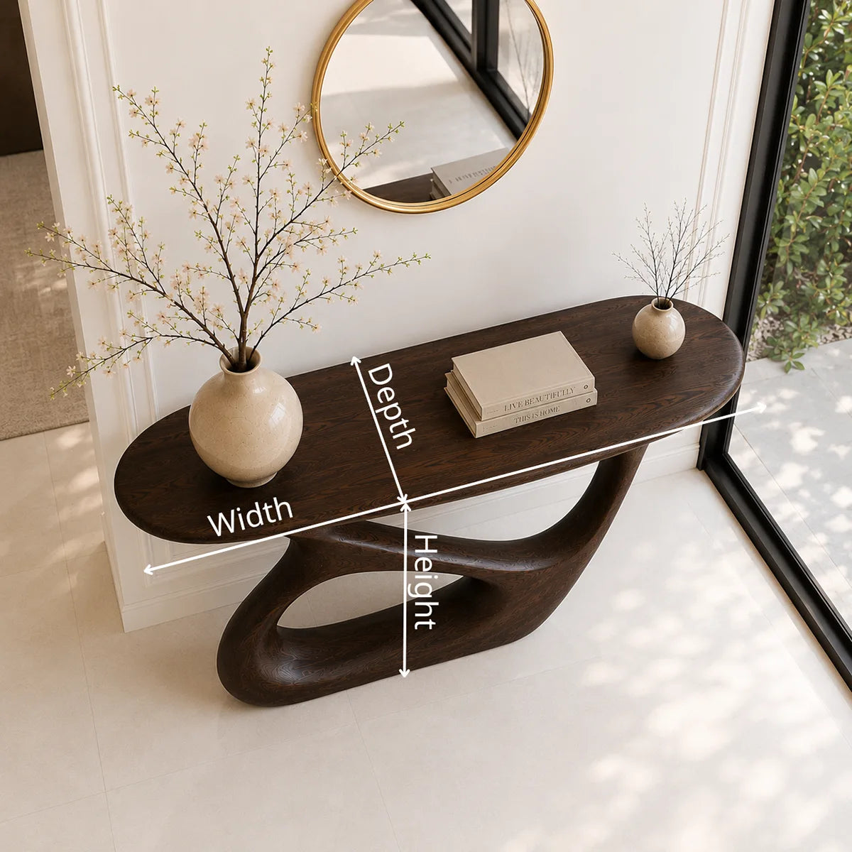 Organic Shape Solid Wood Console Table – Modern Luxury Entryway Table