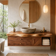 Floating Bathroom Vanity with Drawers, Cabinet & Open Storage | Organic Edge Design TT006-3MKE7YG