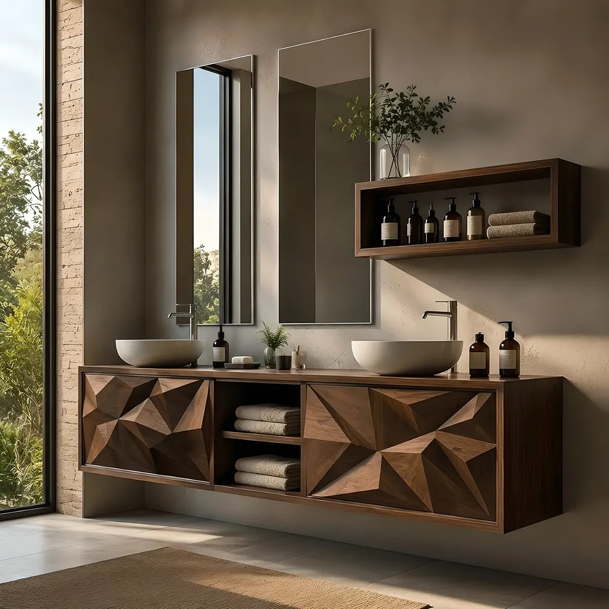 Modern Geometric Floating Double Sink Bathroom Vanity TT006-6733