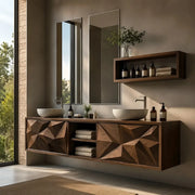 Modern Geometric Floating Double Sink Bathroom Vanity TT006-6733