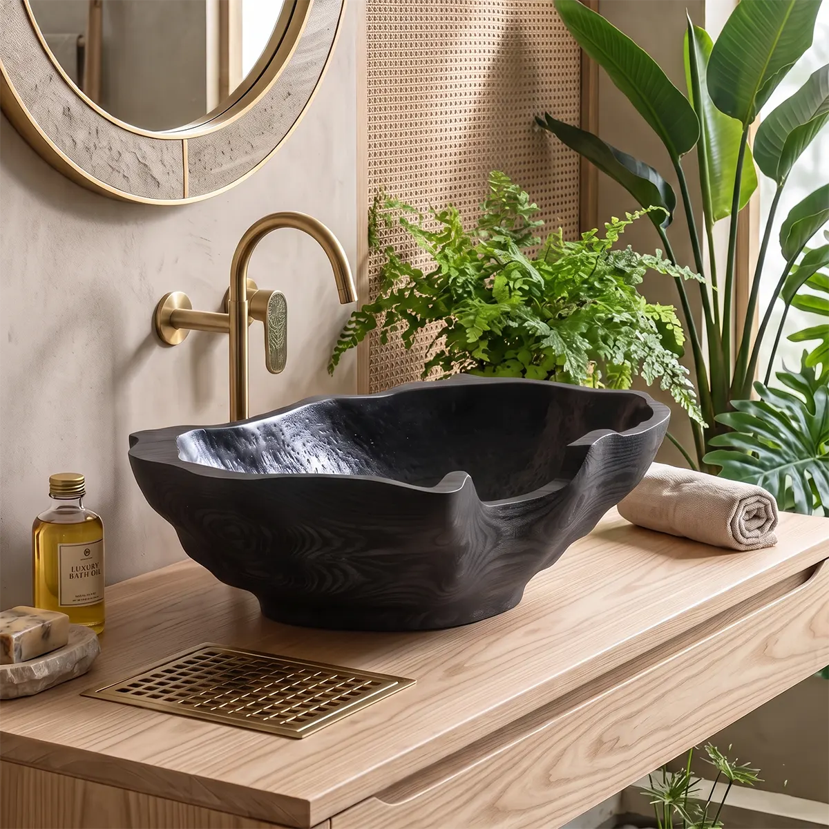 Sculptural Organic Vessel Sink | Irregular Edge Countertop Bathroom Basin TT006-6XCF9QN