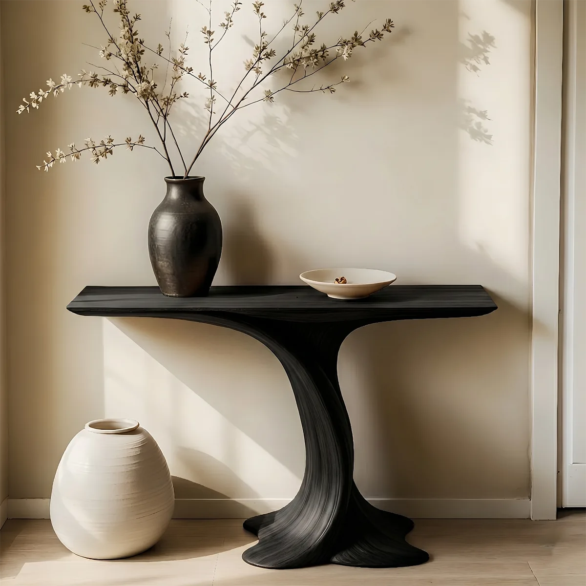 Organic Modern Wood Console Table, Live Edge Entryway Table, Handmade Hallway Sofa Table, Natural Wood Accent Furniture