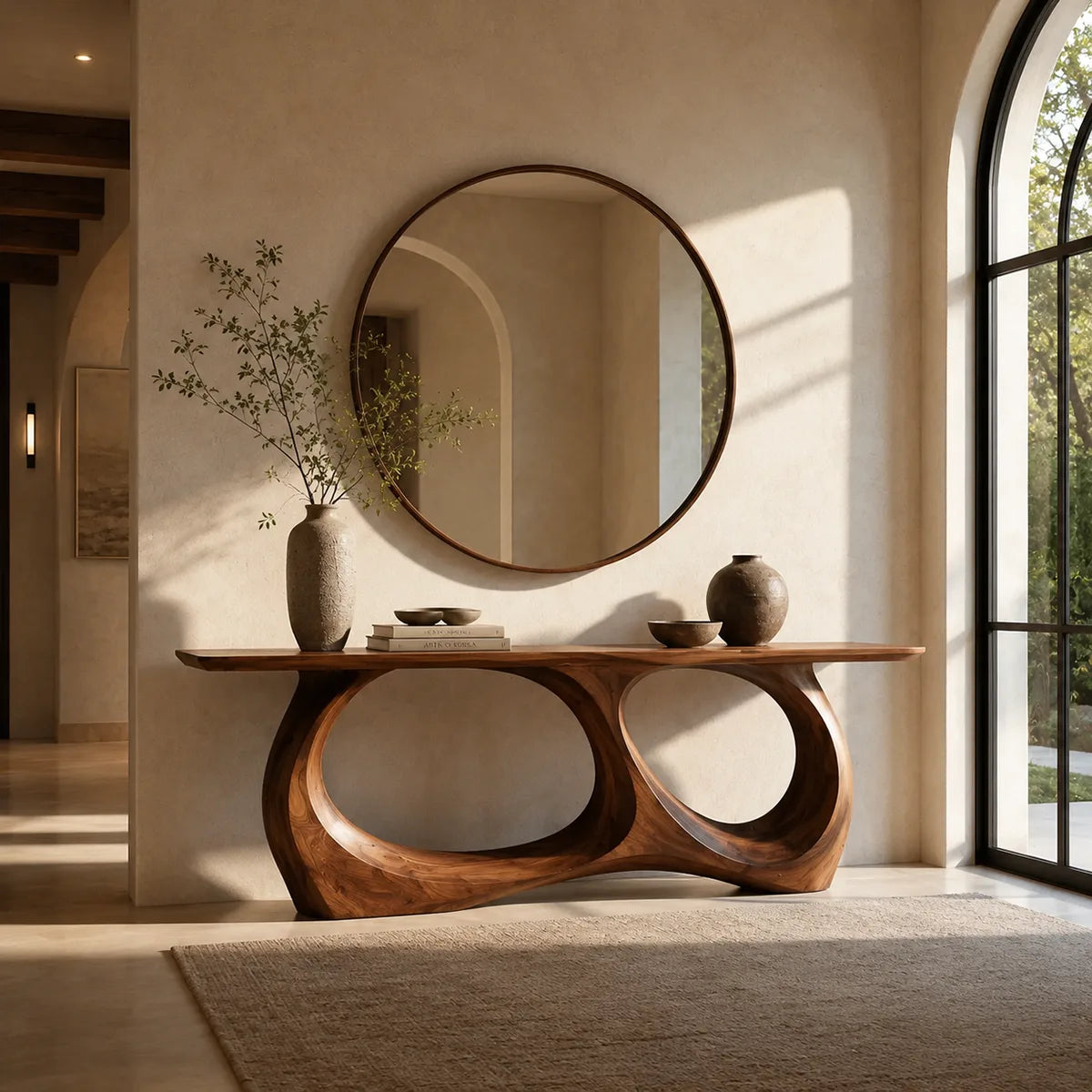 Modern Sculptural Console Table – Organic Contemporary Entryway Table TT006-5674