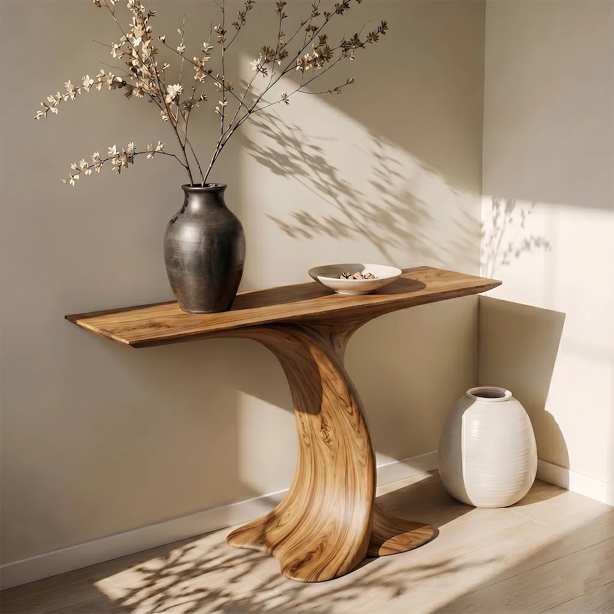 Organic Modern Wood Console Table, Live Edge Entryway Table, Handmade Hallway Sofa Table, Natural Wood Accent Furniture