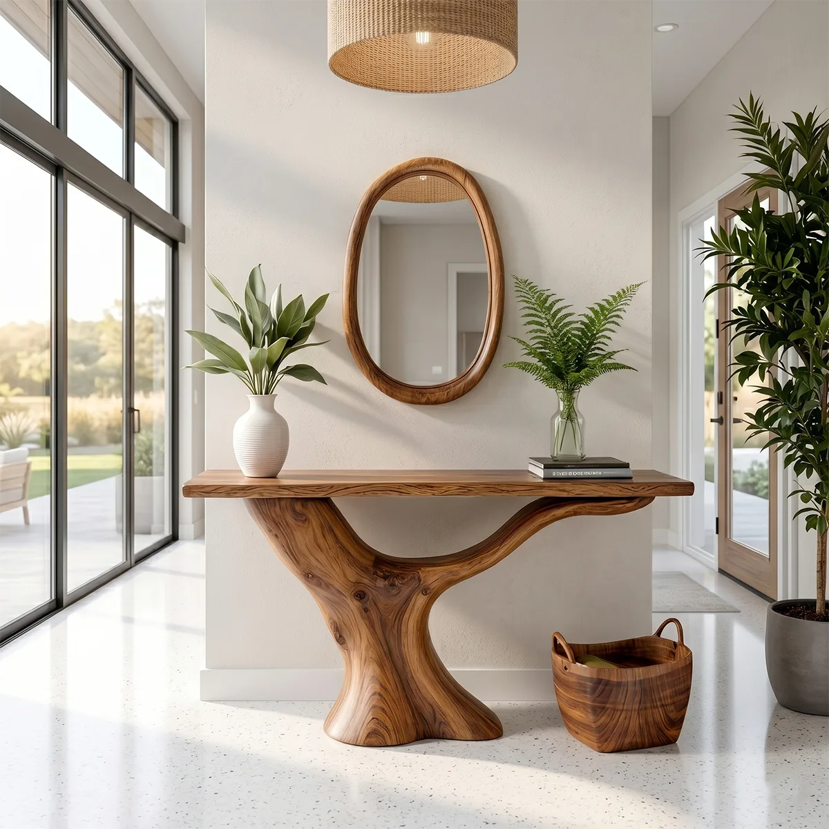 Organic Modern Wood Console Table | Sculptural Entryway Table