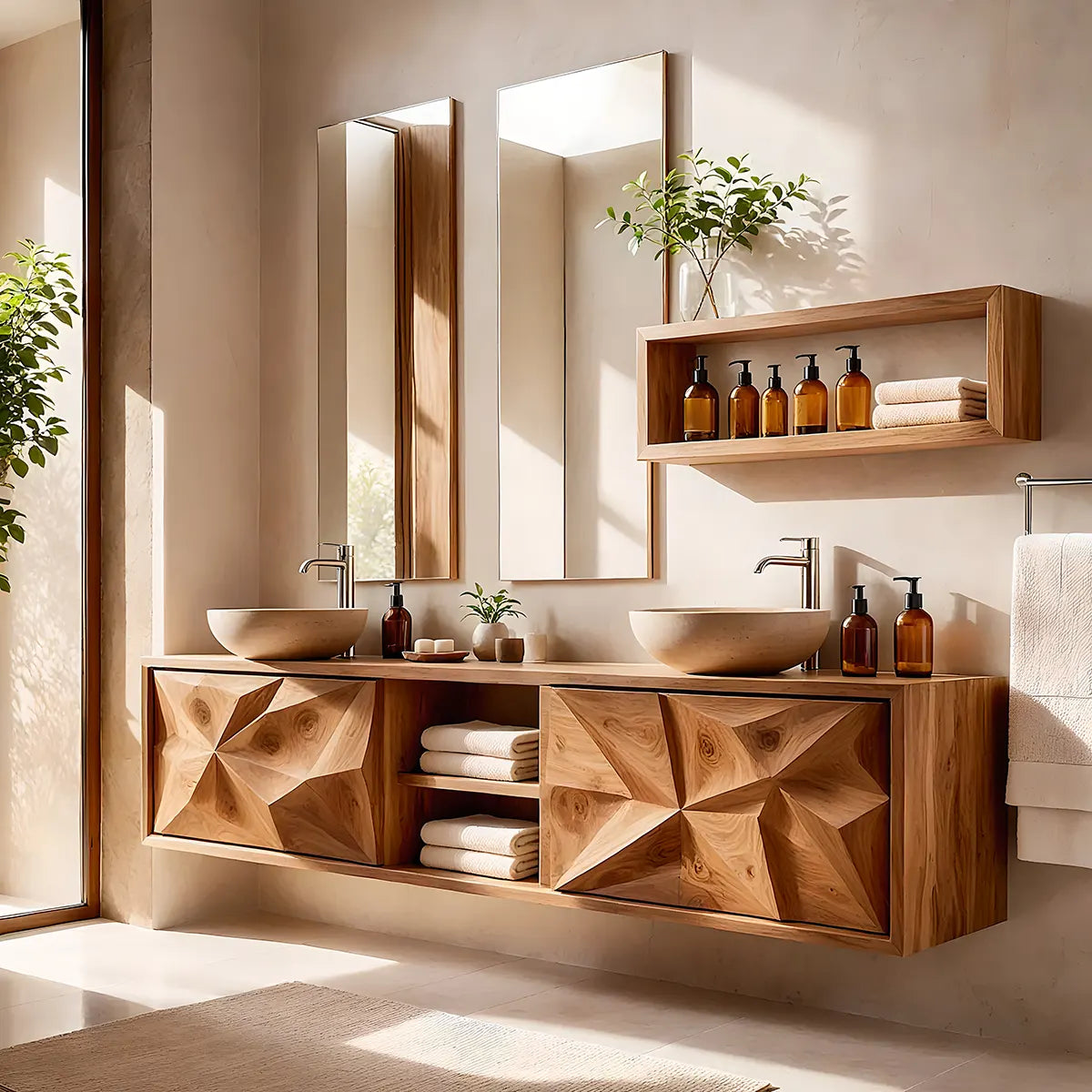 Modern Geometric Floating Double Sink Bathroom Vanity TT006-6733