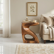 Handcrafted S-Shaped Solid Wood Side Table | Sculptural End Table TH003-2497