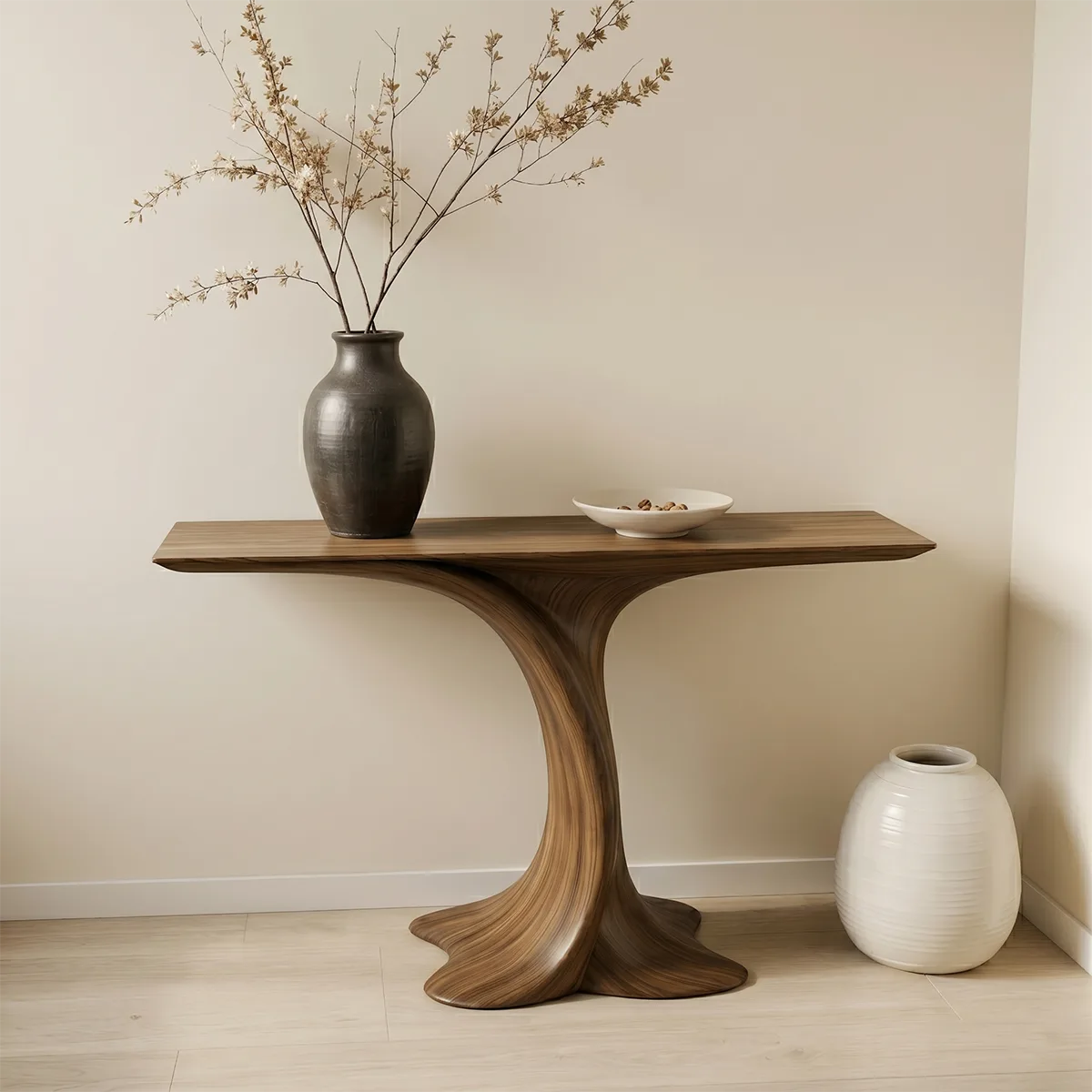 Organic Modern Wood Console Table, Live Edge Entryway Table, Handmade Hallway Sofa Table, Natural Wood Accent Furniture