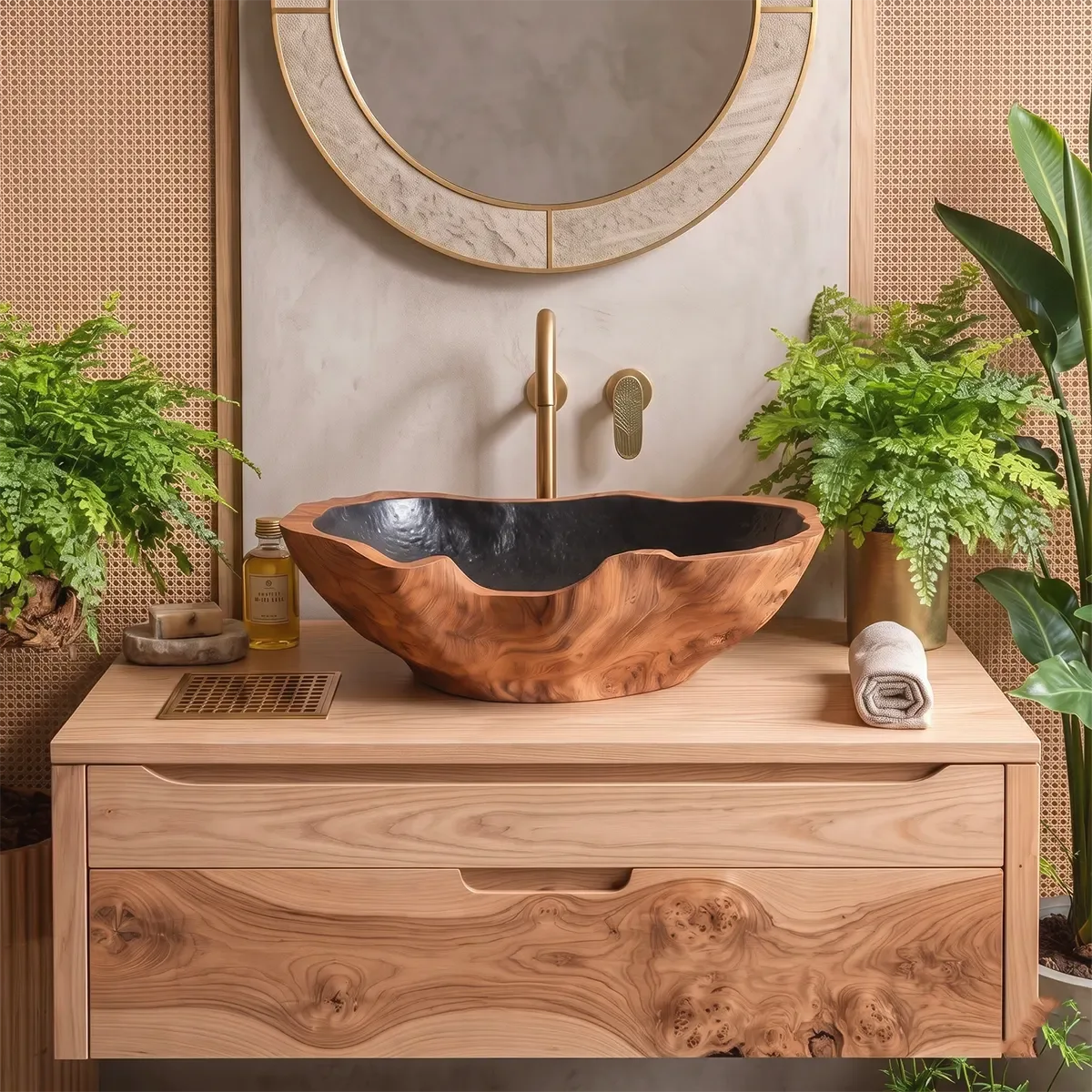 Sculptural Organic Vessel Sink | Irregular Edge Countertop Bathroom Basin TT006-6XCF9QN