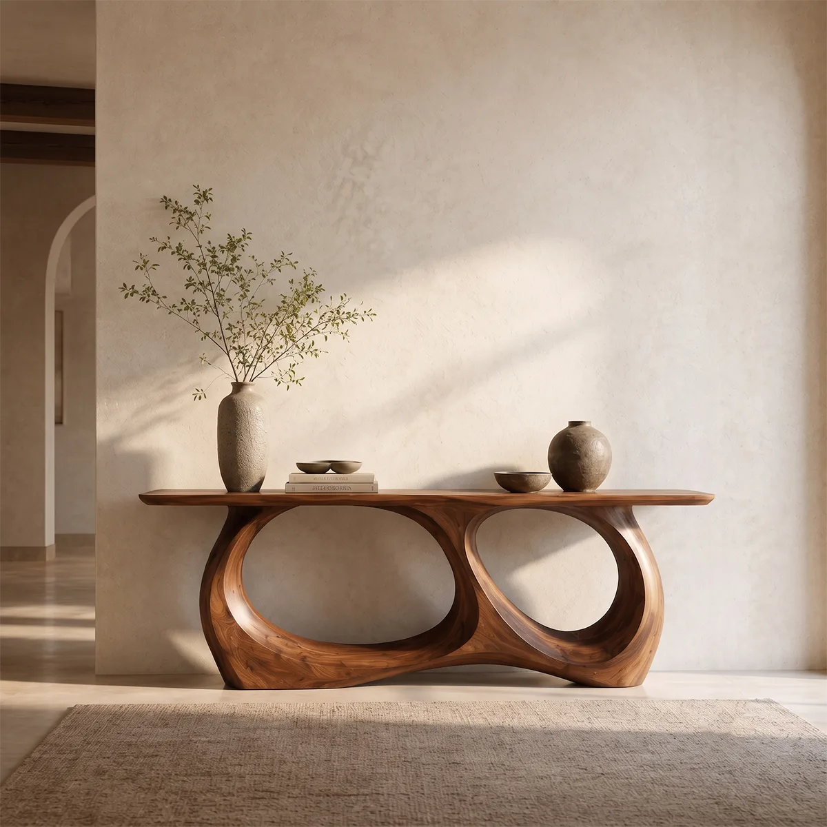 Modern Sculptural Console Table – Organic Contemporary Entryway Table TT006-5674