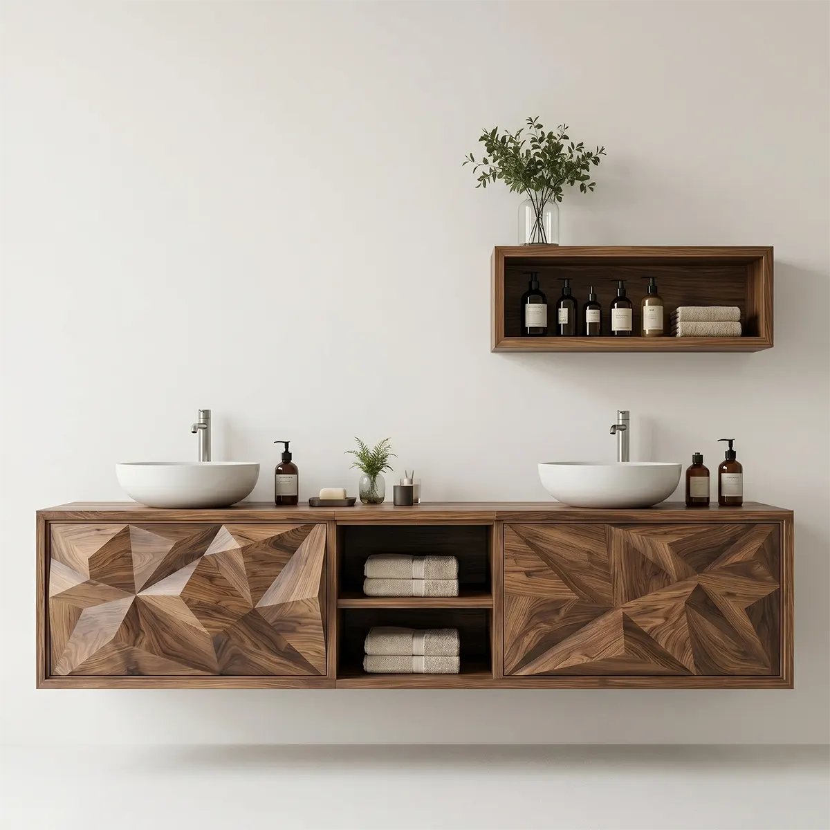 Modern Geometric Floating Double Sink Bathroom Vanity TT006-6733