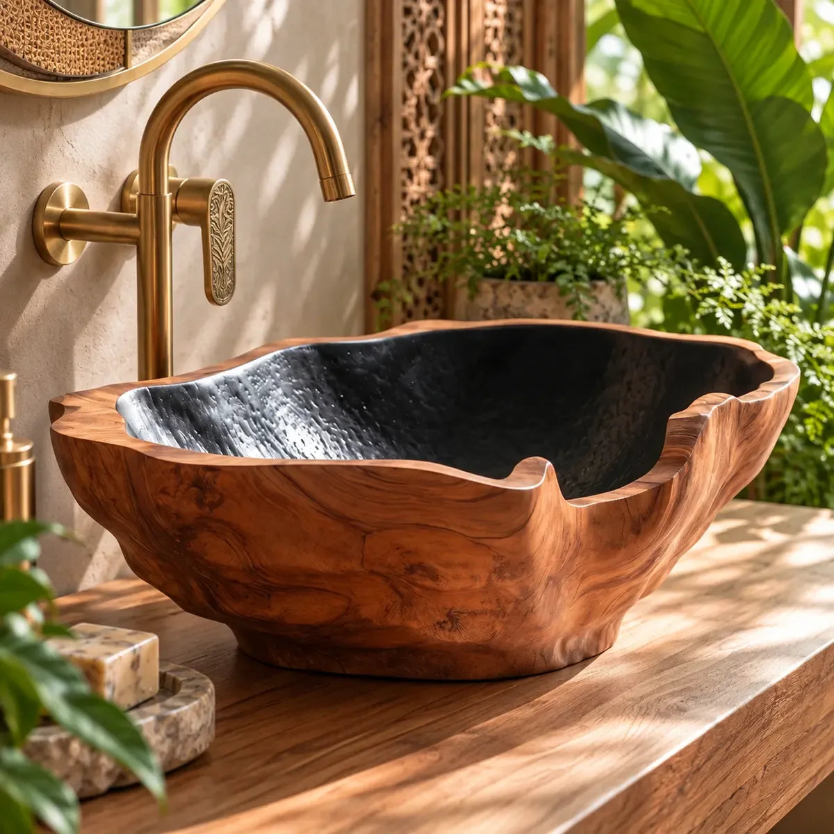 Sculptural Organic Vessel Sink | Irregular Edge Countertop Bathroom Basin TT006-6XCF9QN