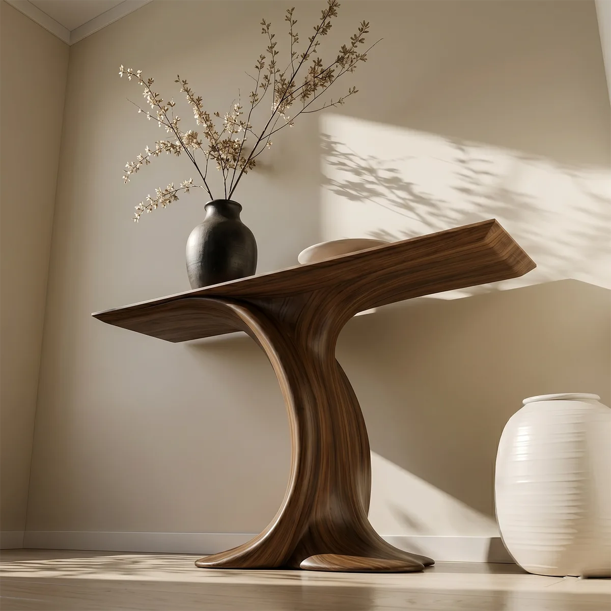 Organic Modern Wood Console Table, Live Edge Entryway Table, Handmade Hallway Sofa Table, Natural Wood Accent Furniture