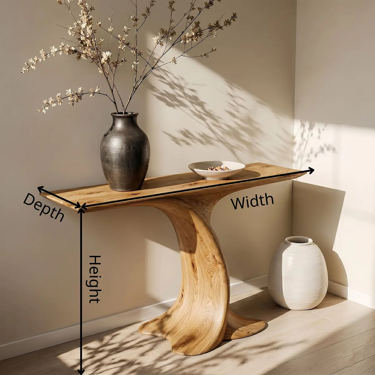 Organic Modern Wood Console Table, Live Edge Entryway Table, Handmade Hallway Sofa Table, Natural Wood Accent Furniture