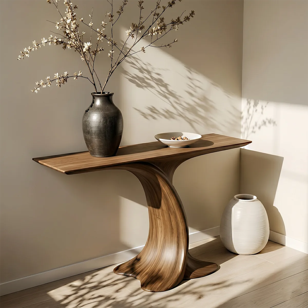 Organic Modern Wood Console Table, Live Edge Entryway Table, Handmade Hallway Sofa Table, Natural Wood Accent Furniture