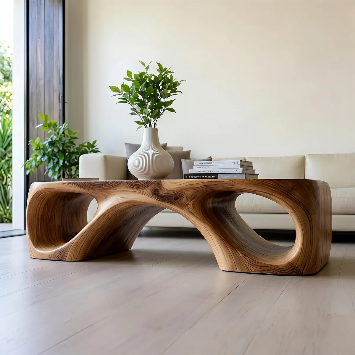 Sculptural Solid Wood Coffee Table – Handcrafted Organic Modern Center Table