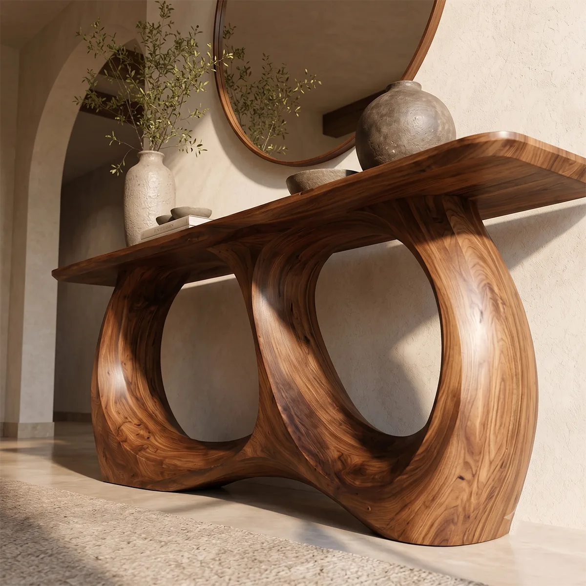 Modern Sculptural Console Table – Organic Contemporary Entryway Table TT006-5674