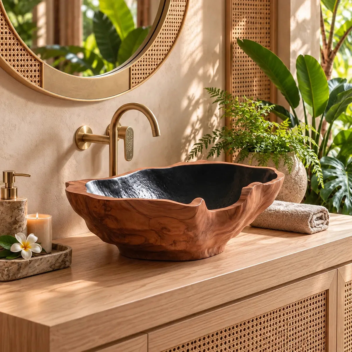Sculptural Organic Vessel Sink | Irregular Edge Countertop Bathroom Basin TT006-6XCF9QN